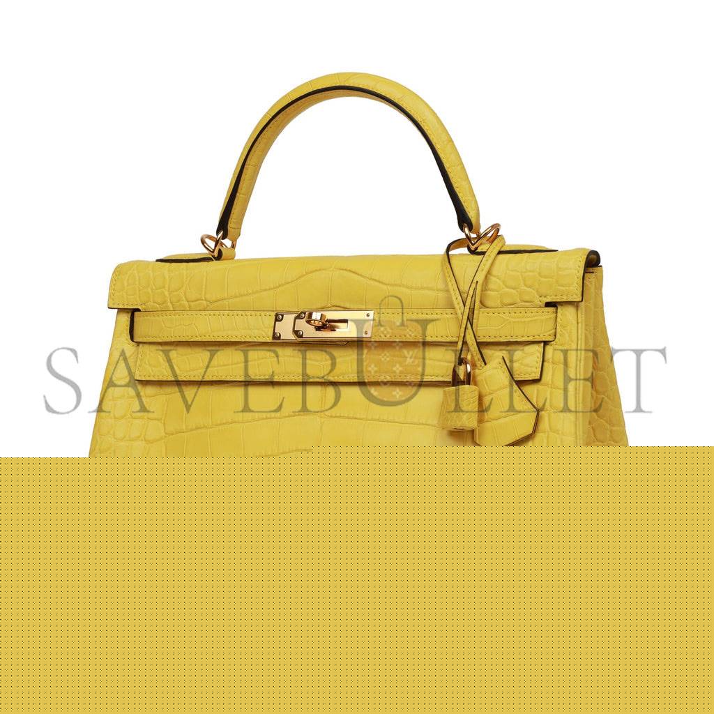 H**mes special order (hss) kelly retourne 32 mimosa matte alligator gold hardware (32.*23*10.5cm)
