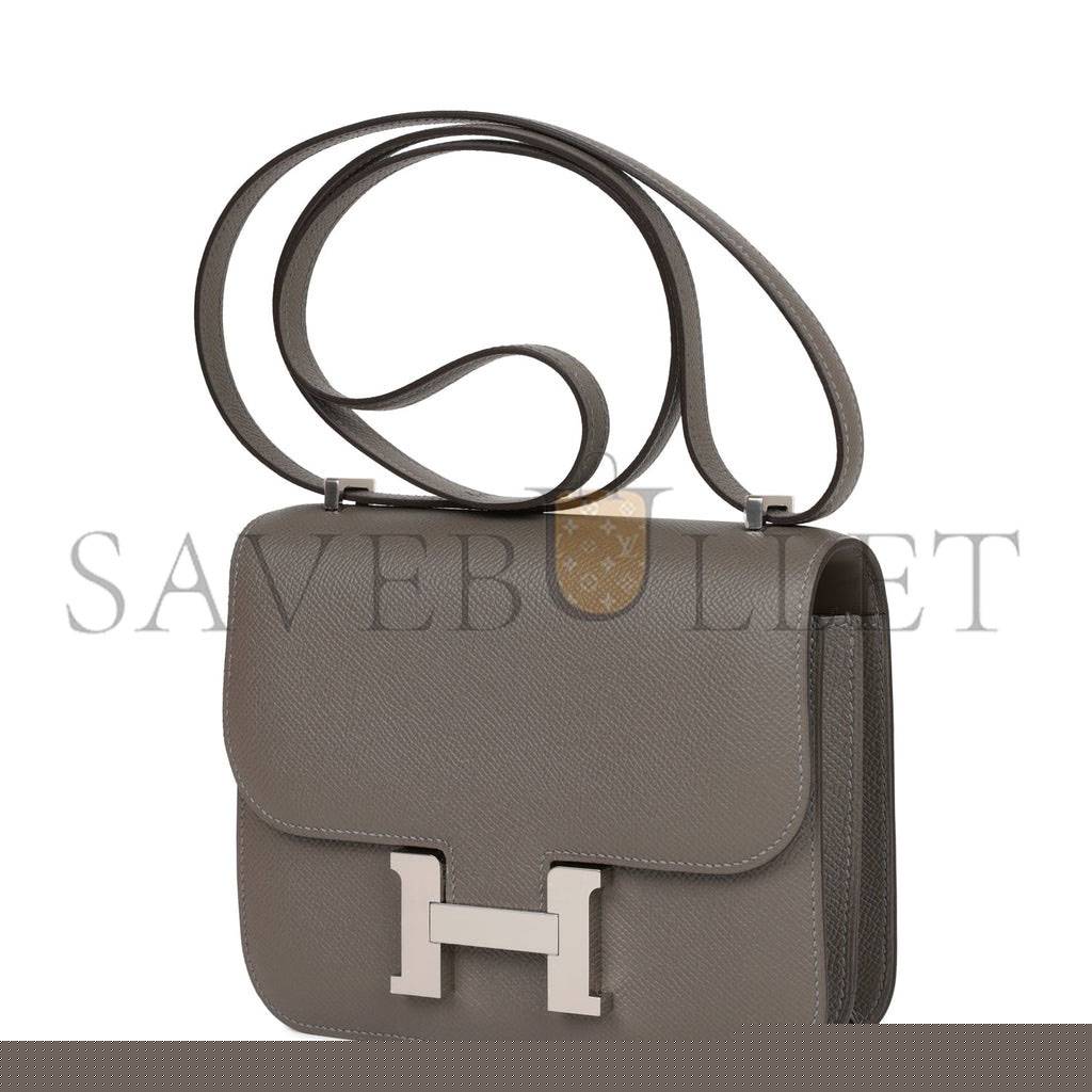 H**mes constance 18 gris meyer epsom palladium hardware (18cm)