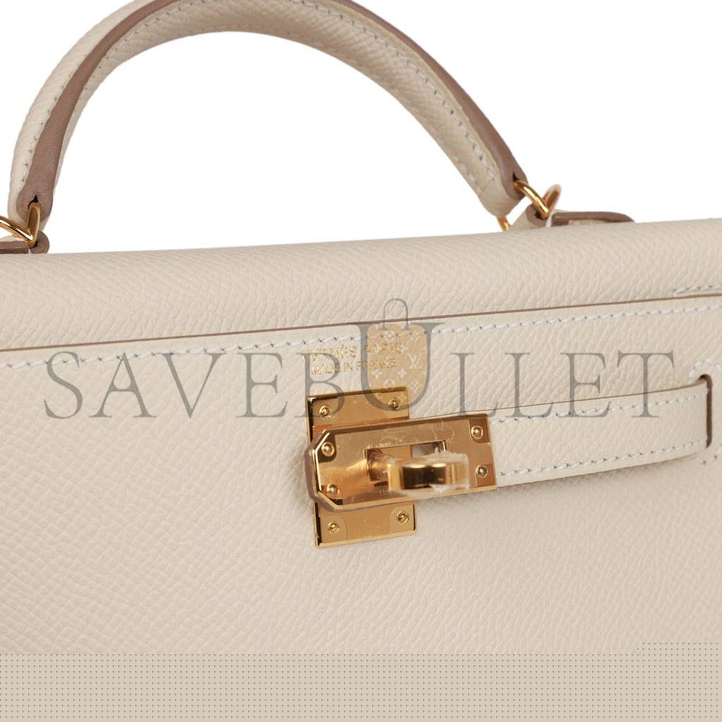 H**mes mini kelly sellier 20 craie epsom gold hardware (19*12*5.5cm)
