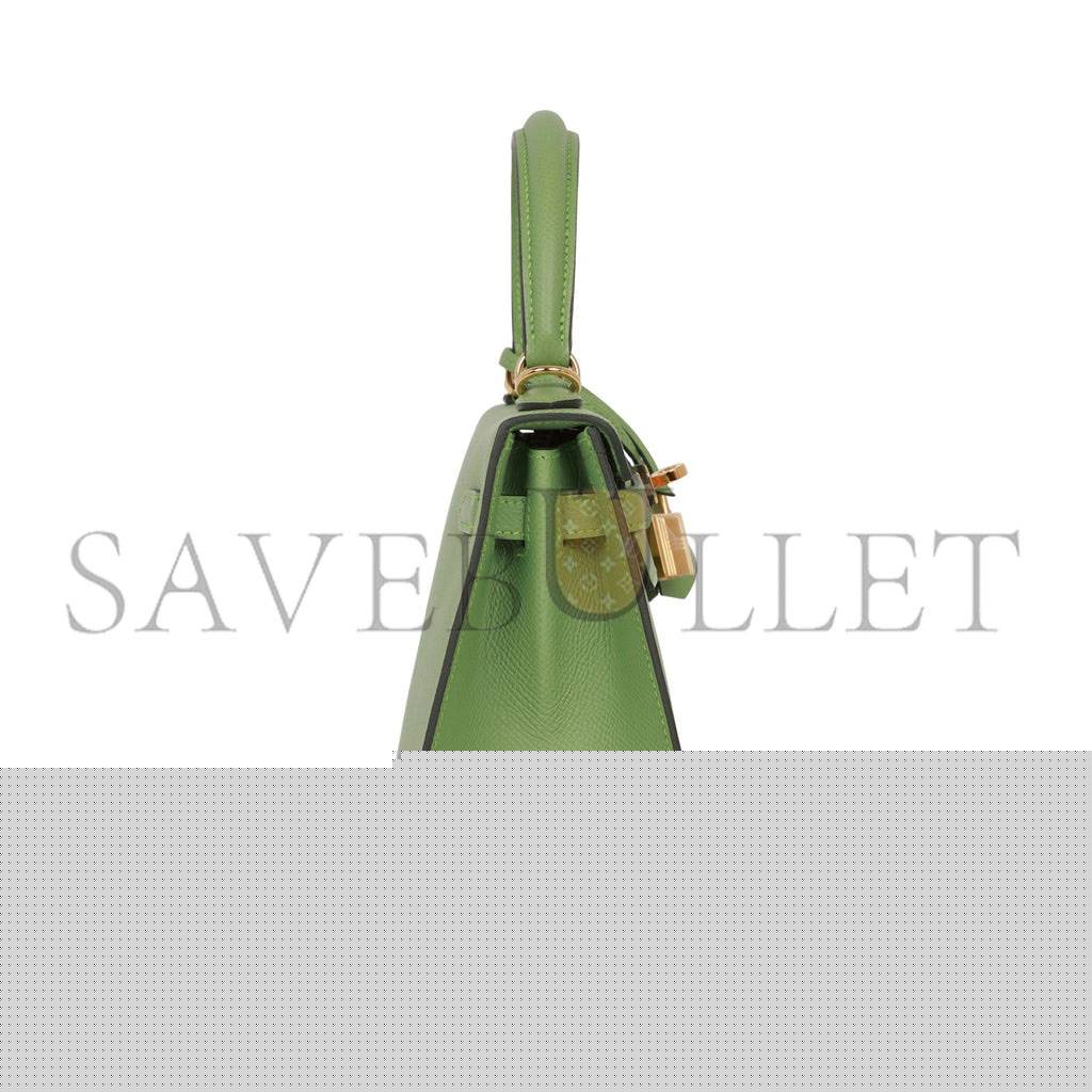 H**mes kelly sellier 25 vert criquet epsom gold hardware handmade  (25*17*7cm)