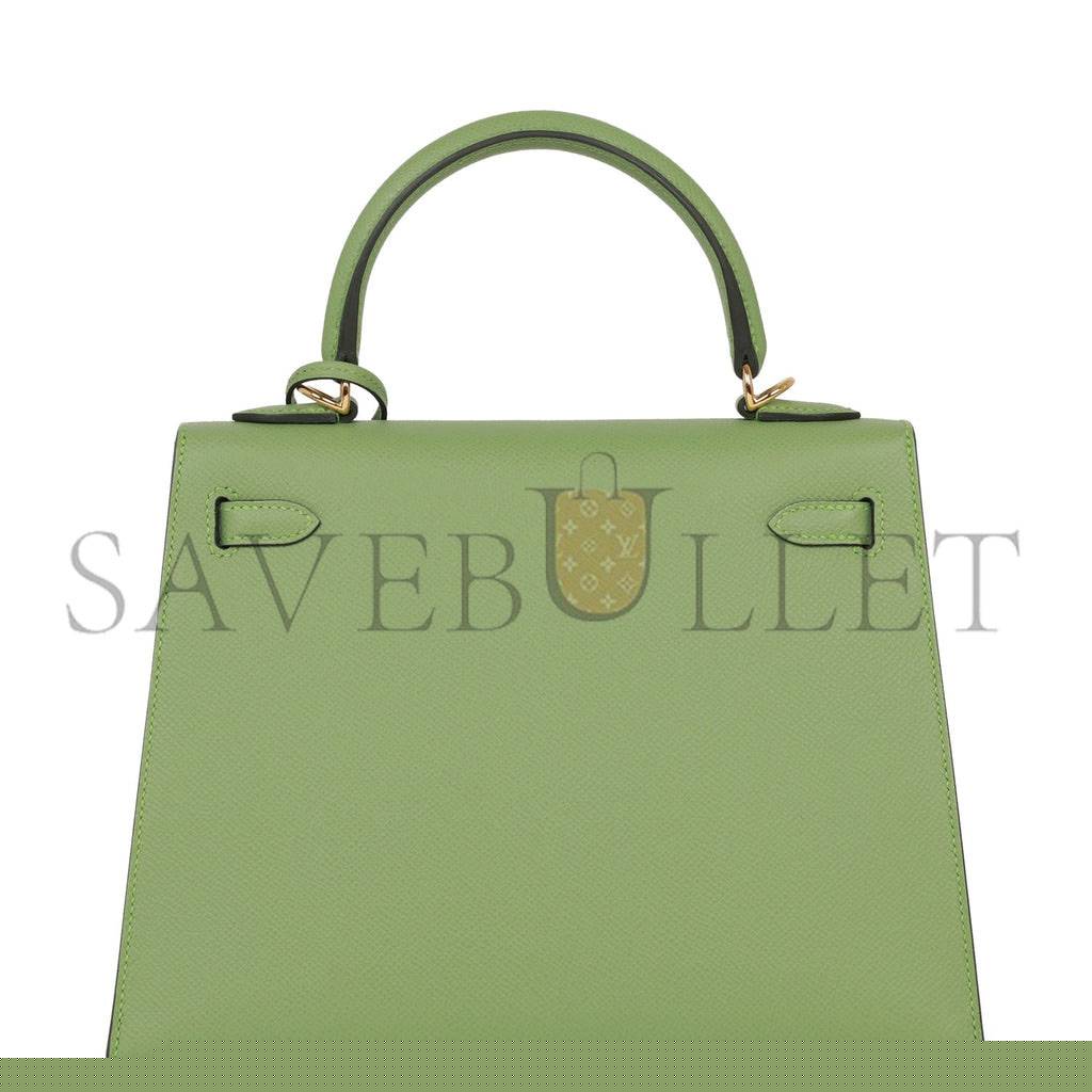 H**mes kelly sellier 25 vert criquet epsom gold hardware handmade  (25*17*7cm)