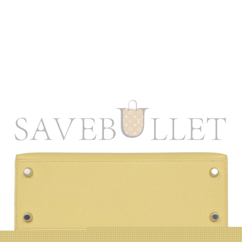 H**mes kelly sellier 25 jaune poussin epsom palladium hardware (25*17*7cm)