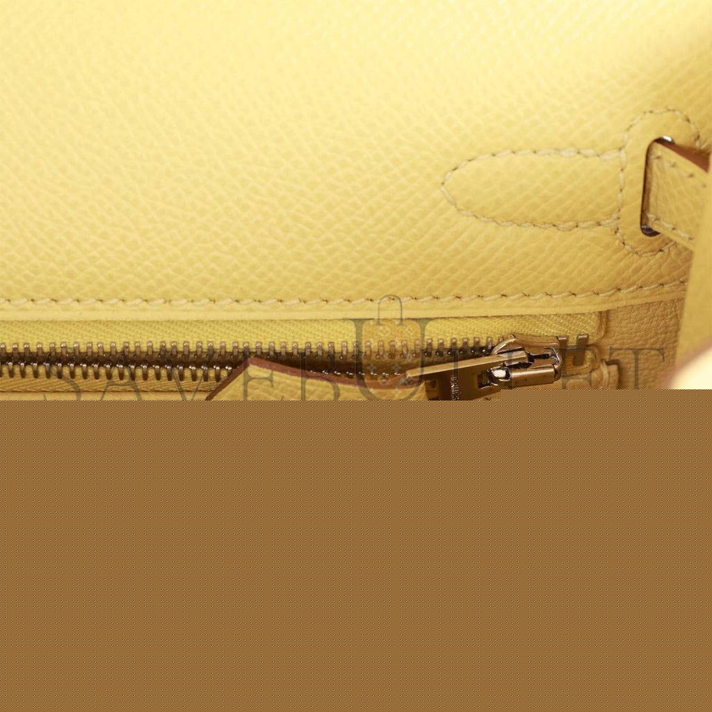 H**mes kelly sellier 25 jaune poussin epsom palladium hardware (25*17*7cm)