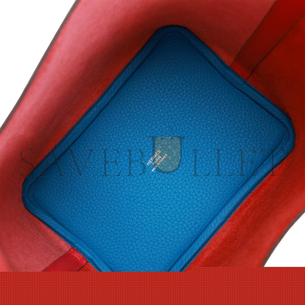 H**mes picotin lock 18 casaque rouge de coeur, rose extreme and bleu zanzibar clemence palladium hardware (18*13*18cm)