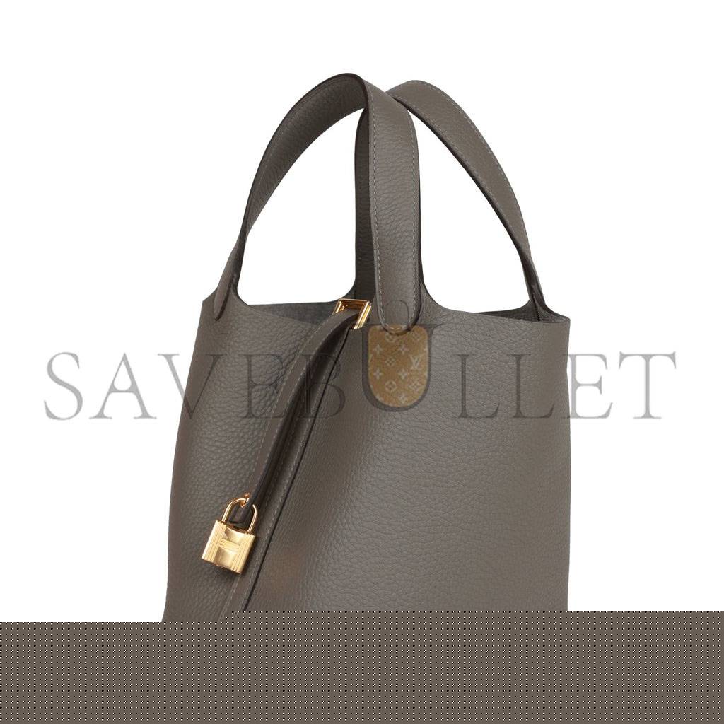 H**mes picotin lock 18 gris meyer clemence gold hardware (18*13*18cm)