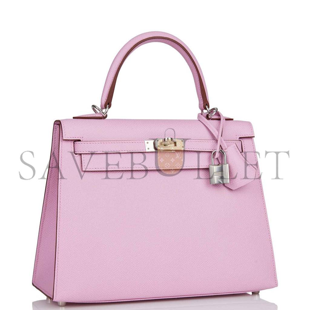 H**mes kelly sellier 25 mauve sylvestre epsom palladium hardware   (25*17*7cm)