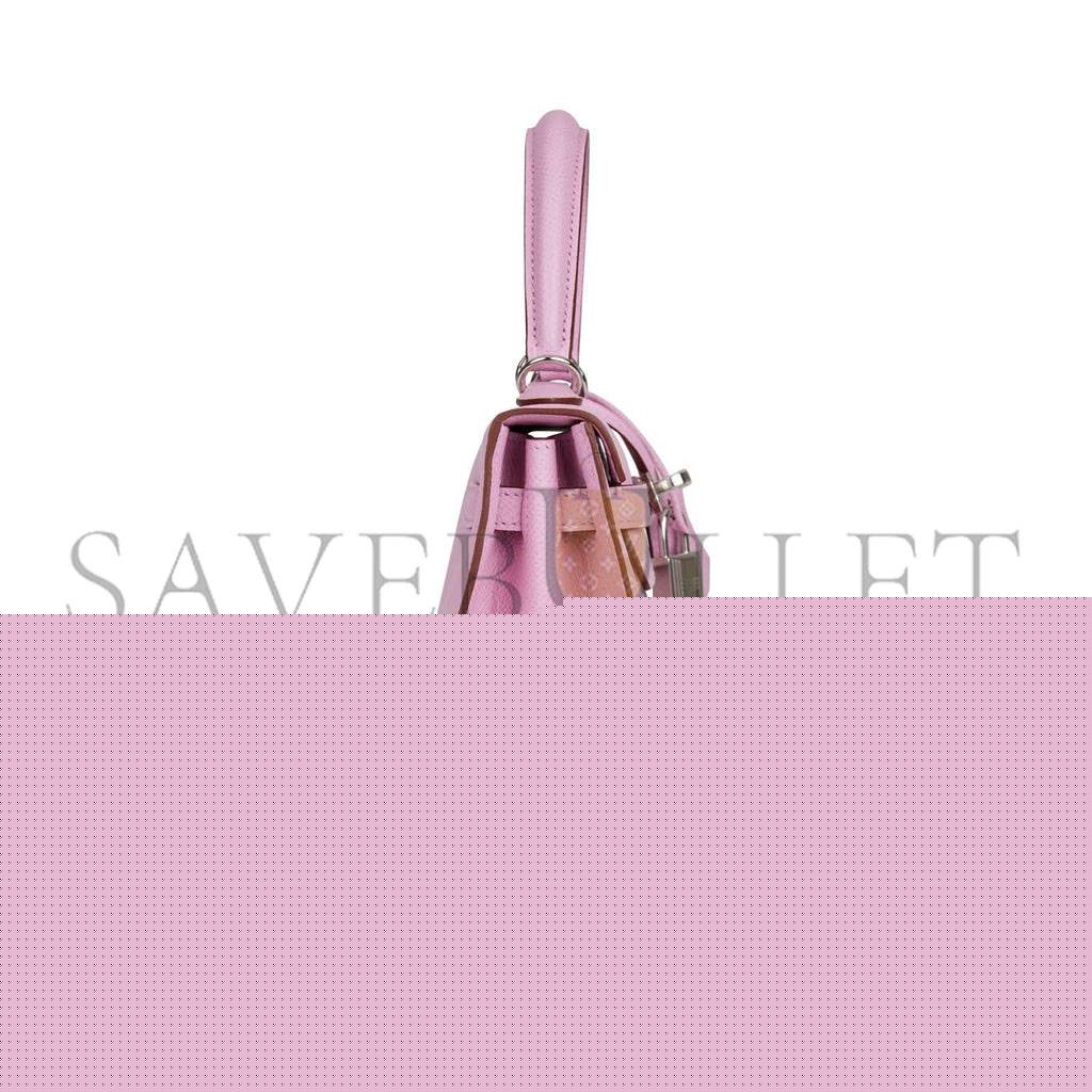 H**mes kelly sellier 25 mauve sylvestre epsom palladium hardware   (25*17*7cm)