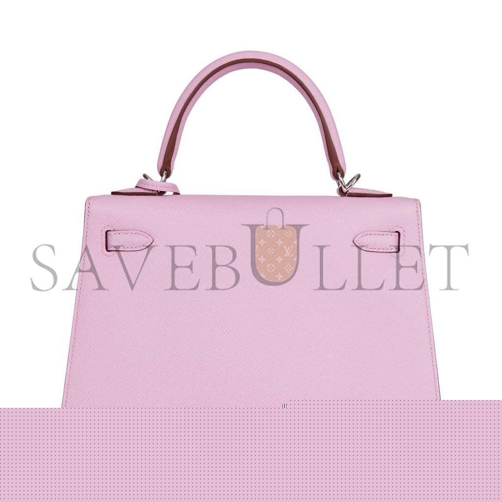 H**mes kelly sellier 25 mauve sylvestre epsom palladium hardware   (25*17*7cm)