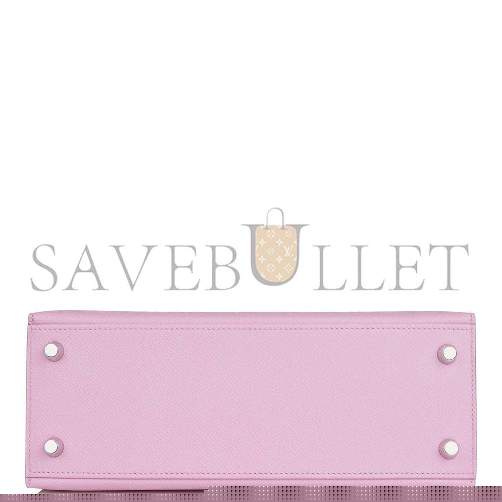 H**mes kelly sellier 25 mauve sylvestre epsom palladium hardware   (25*17*7cm)