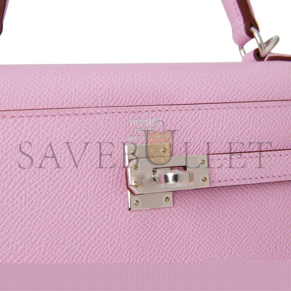H**mes kelly sellier 25 mauve sylvestre epsom palladium hardware   (25*17*7cm)