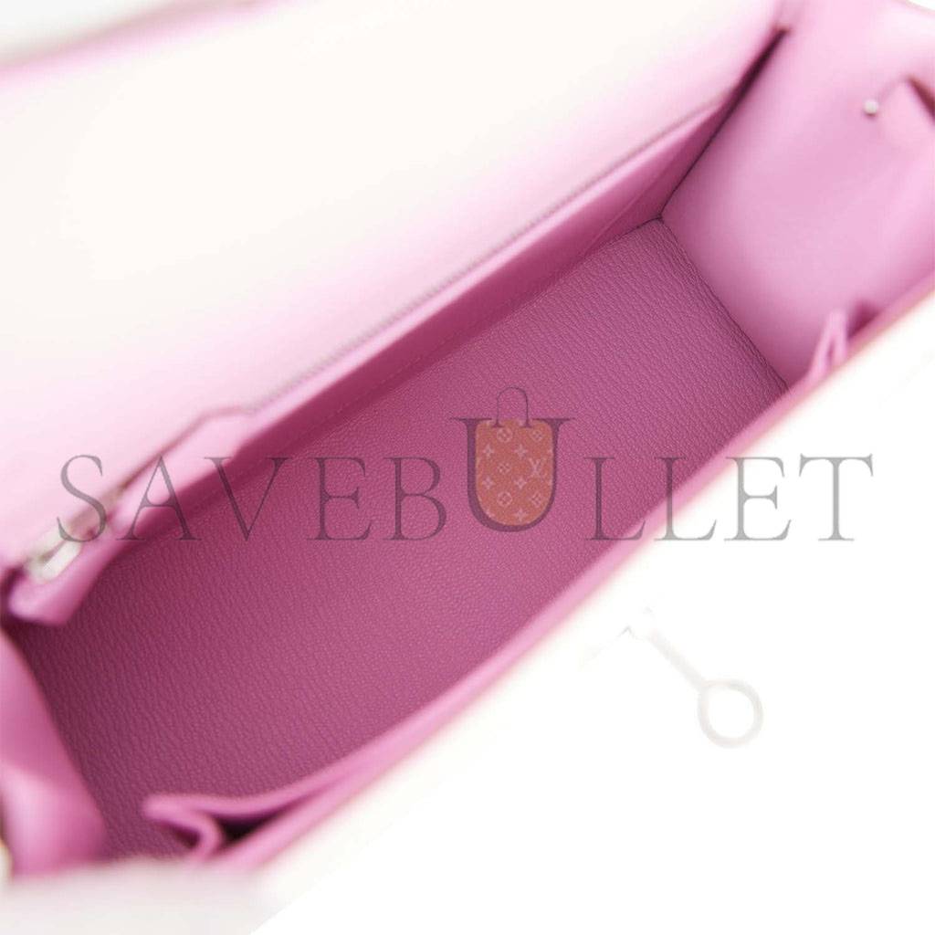 H**mes kelly sellier 25 mauve sylvestre epsom palladium hardware   (25*17*7cm)