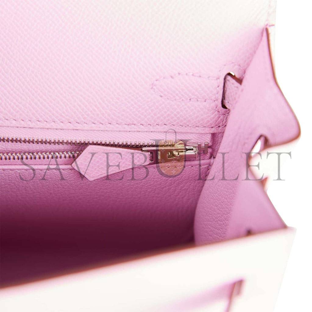 H**mes kelly sellier 25 mauve sylvestre epsom palladium hardware   (25*17*7cm)