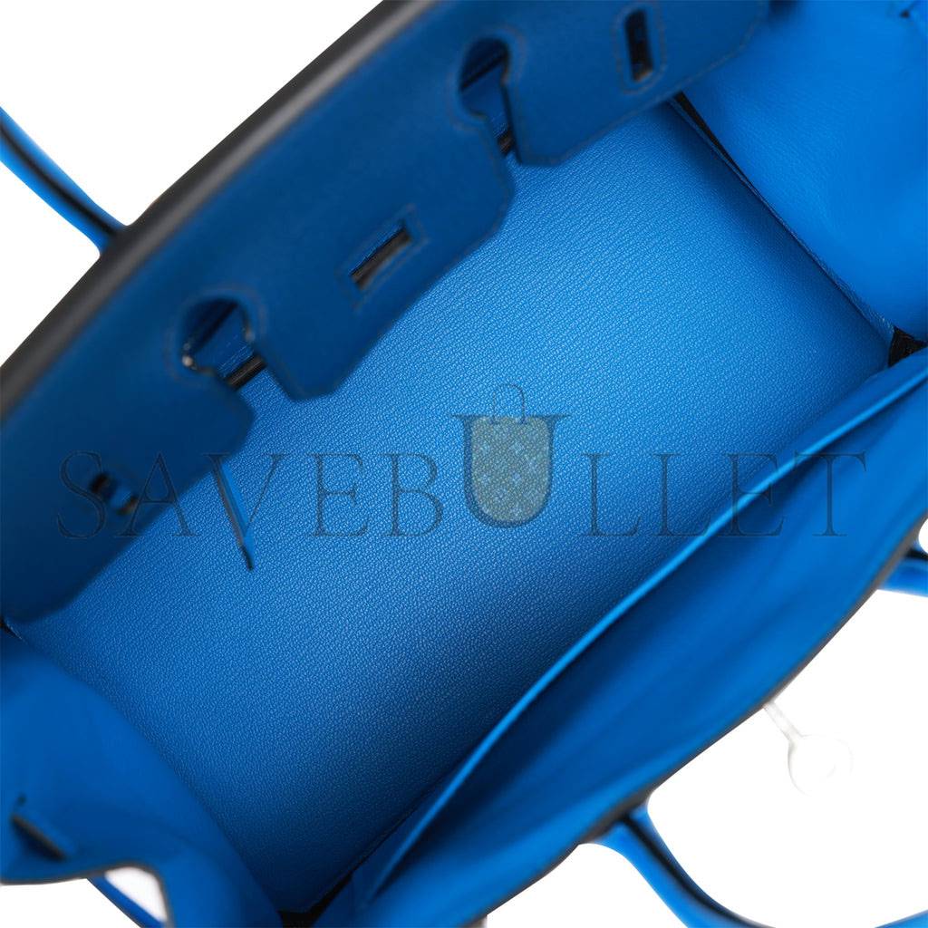 H**mes special order (hss) birkin 25 bleu hydra and bleu saphir chÈvre brushed palladium hardware handmade  (25cm)