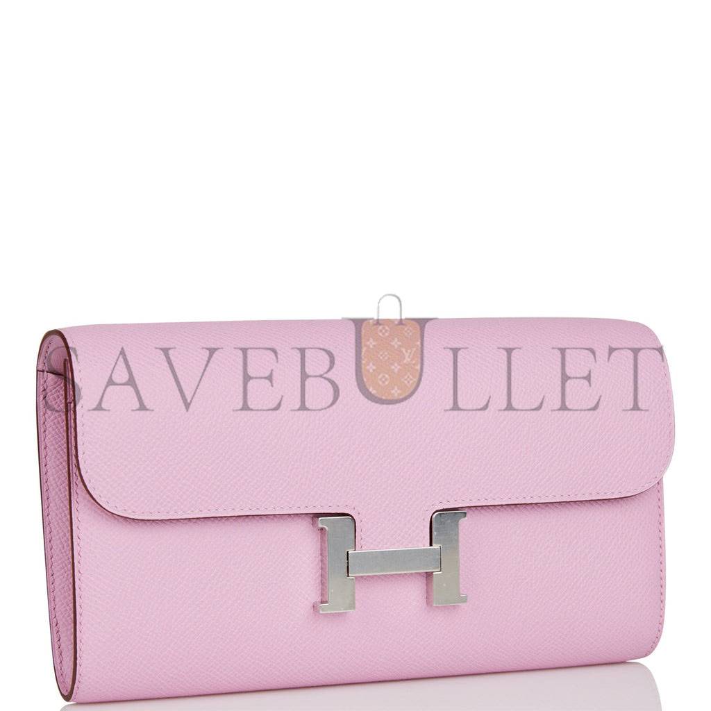 H**mes constance wallet to go mauve sylvestre epsom palladium hardware (22*11cm)