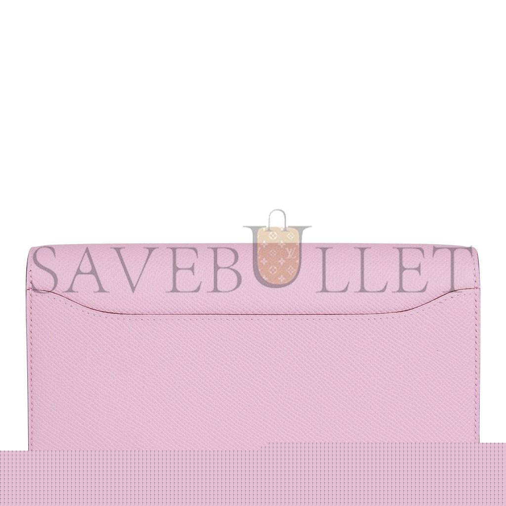 H**mes constance wallet to go mauve sylvestre epsom palladium hardware (22*11cm)
