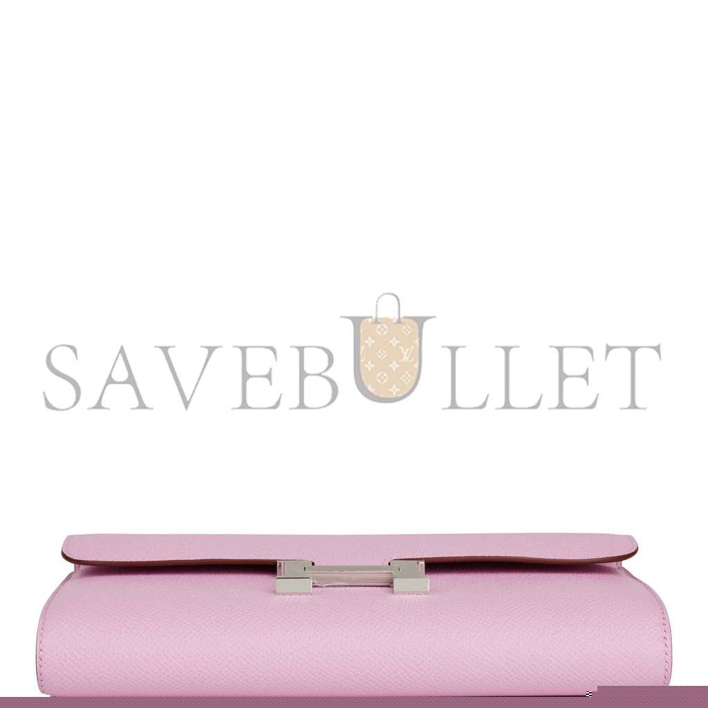 H**mes constance wallet to go mauve sylvestre epsom palladium hardware (22*11cm)