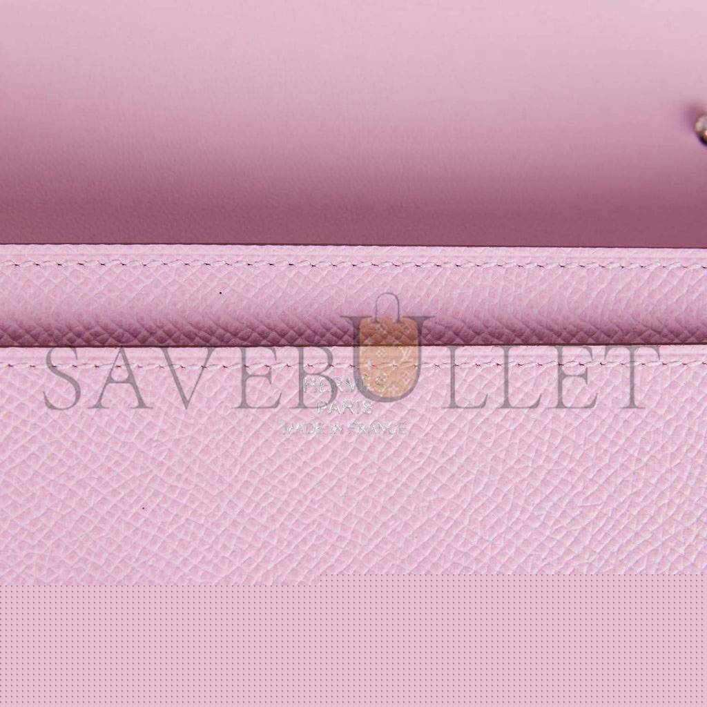 H**mes constance wallet to go mauve sylvestre epsom palladium hardware (22*11cm)
