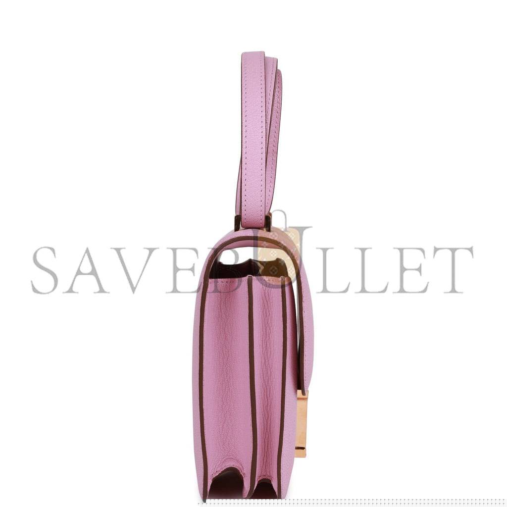 H**mes constance 18 mauve sylvestre chevre rose gold hardware (18cm)