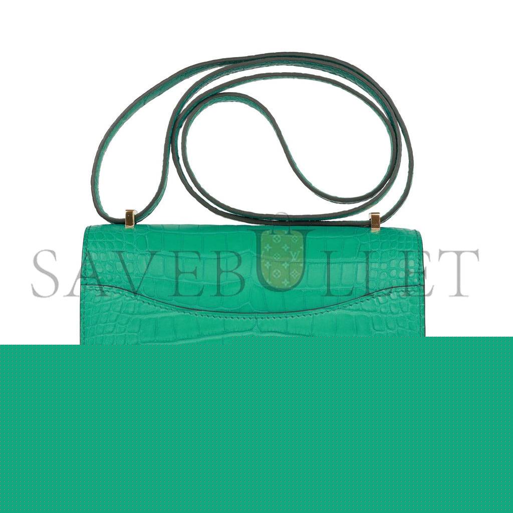 H**mes constance 18 vert jade matte alligator gold hardware 39821013450846 (18cm)