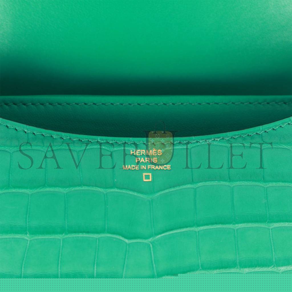H**mes constance 18 vert jade matte alligator gold hardware 39821013450846 (18cm)