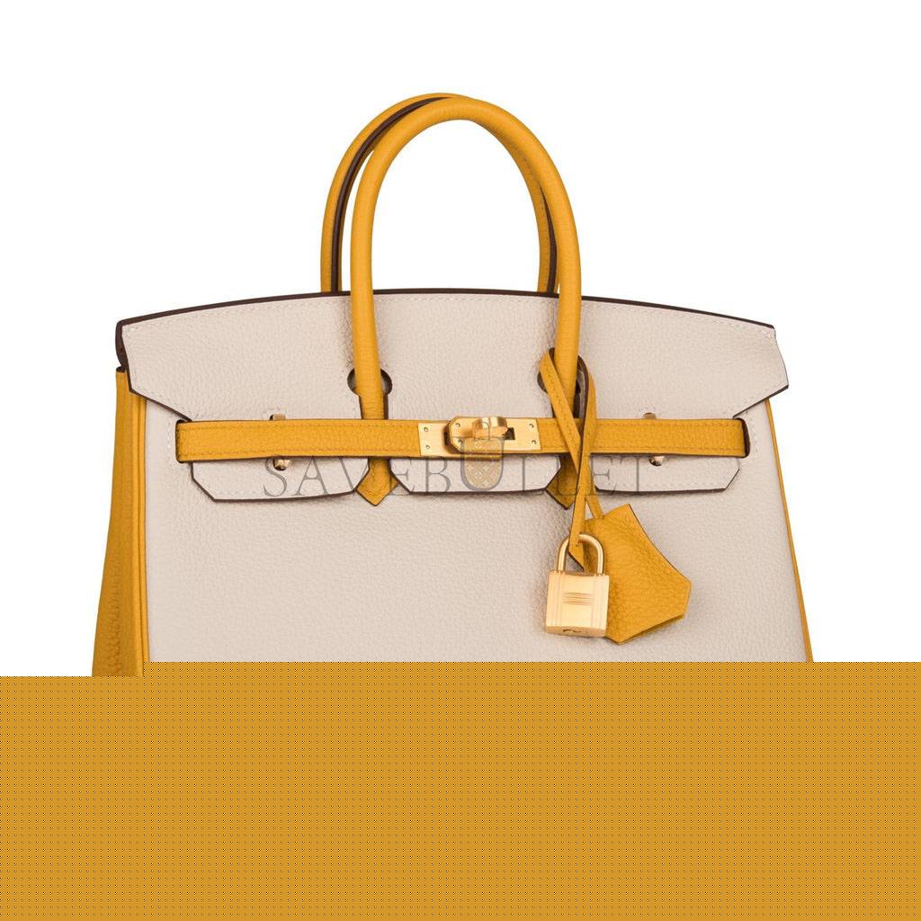 H**mes special order (hss) birkin 25 craie and jaune ambre togo brushed gold hardware handmade (25cm)