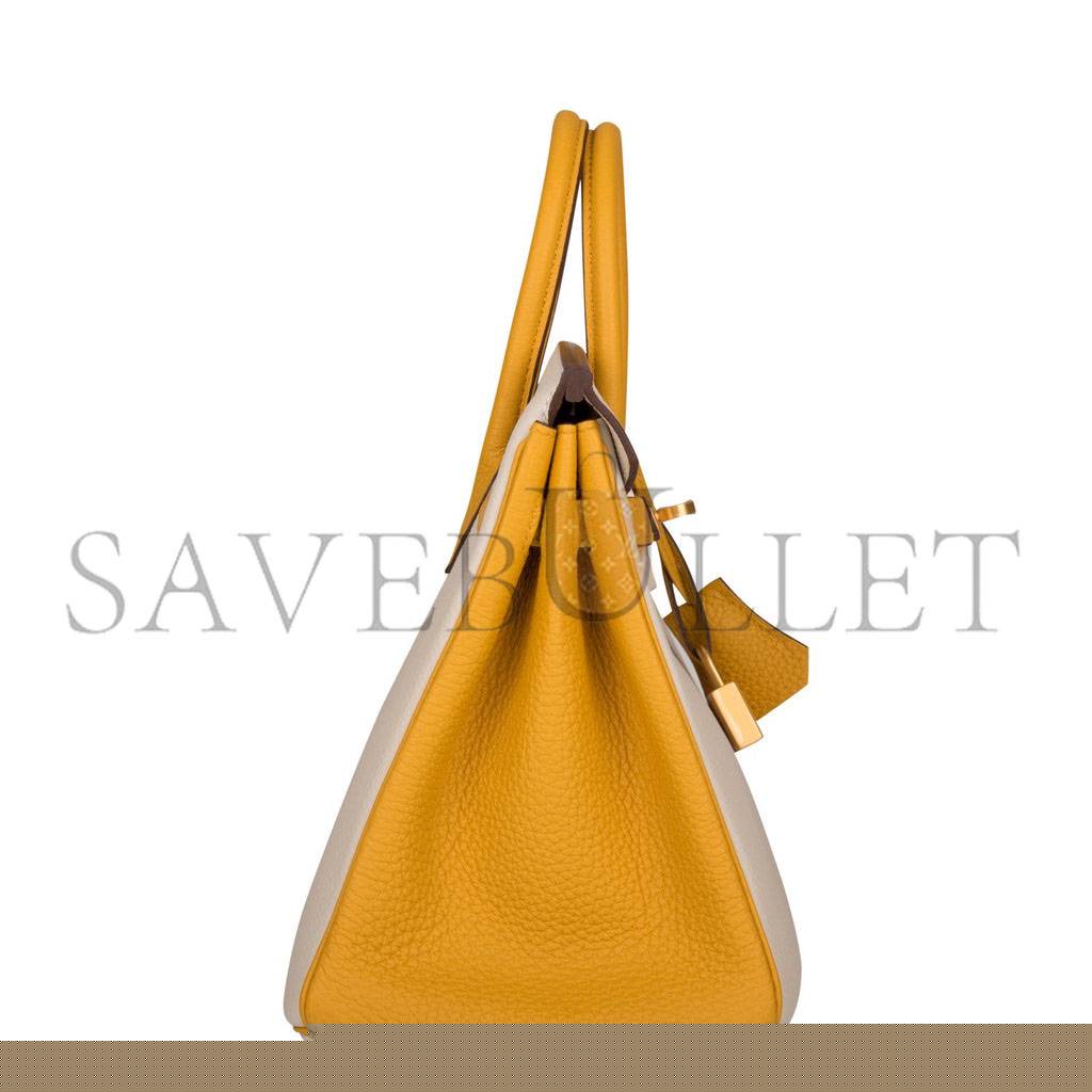 H**mes special order (hss) birkin 25 craie and jaune ambre togo brushed gold hardware handmade (25cm)