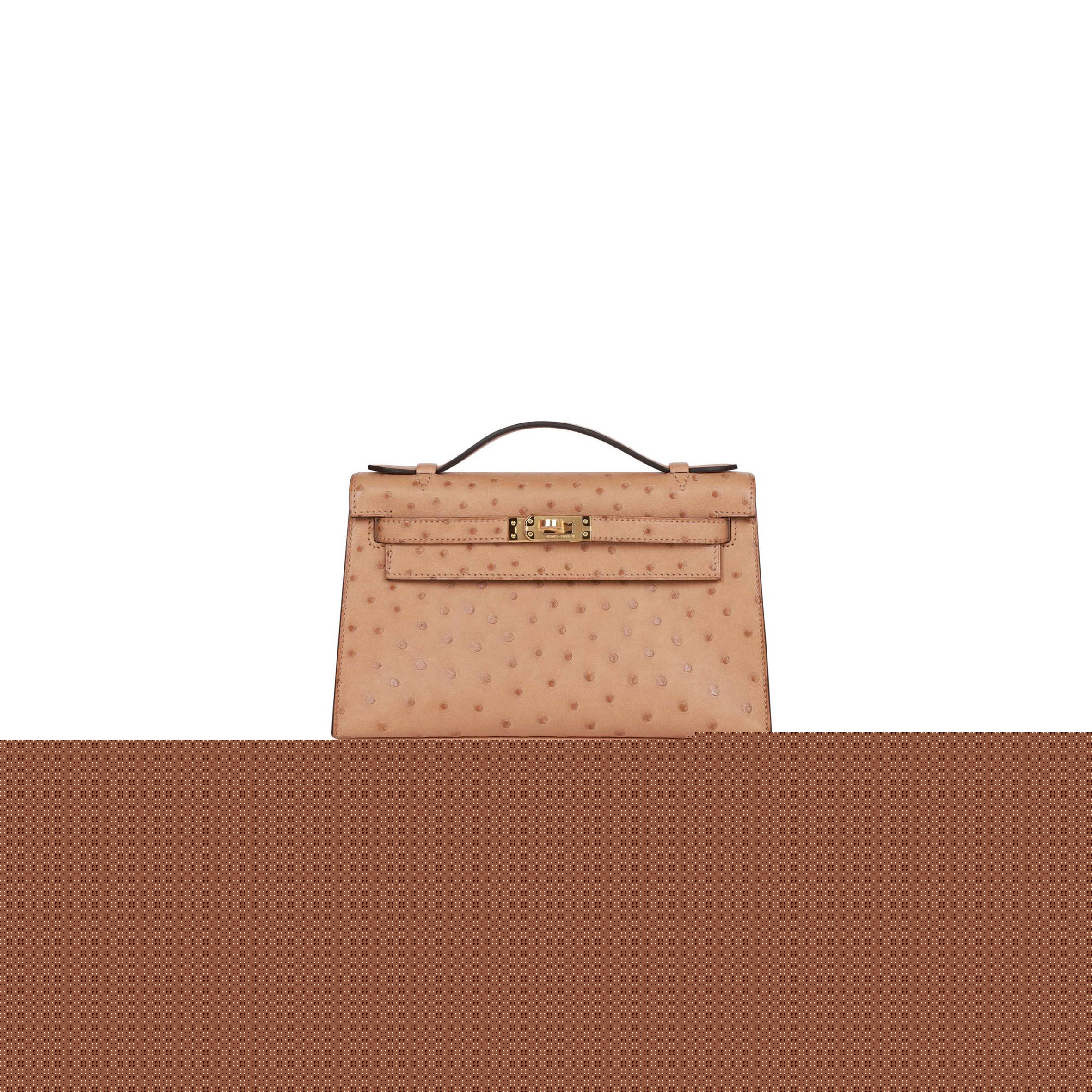 H**mes kelly pochette chai ostrich gold hardware  (22*12*13cm)