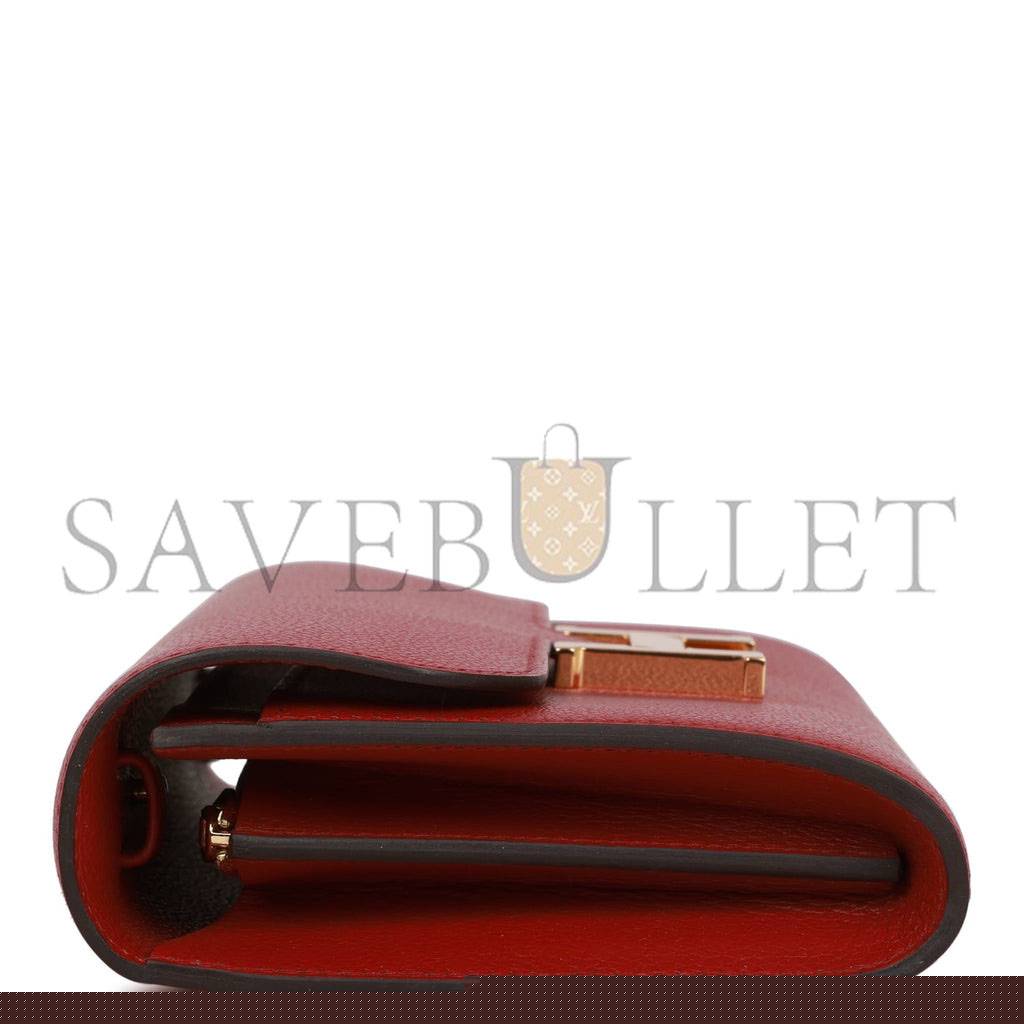 H**mes constance wallet to go rouge grenat evercolor gold hardware (8*4.5*1.5cm)