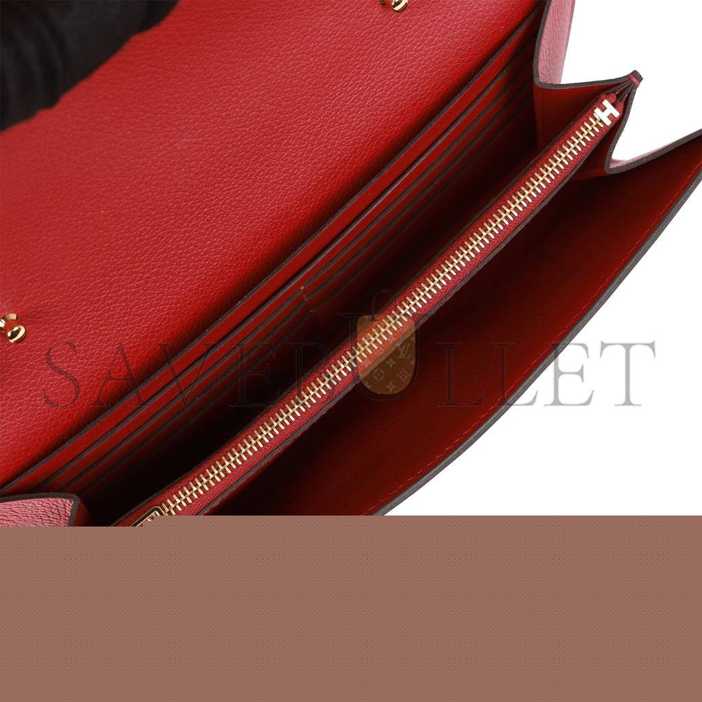 H**mes constance wallet to go rouge grenat evercolor gold hardware (8*4.5*1.5cm)