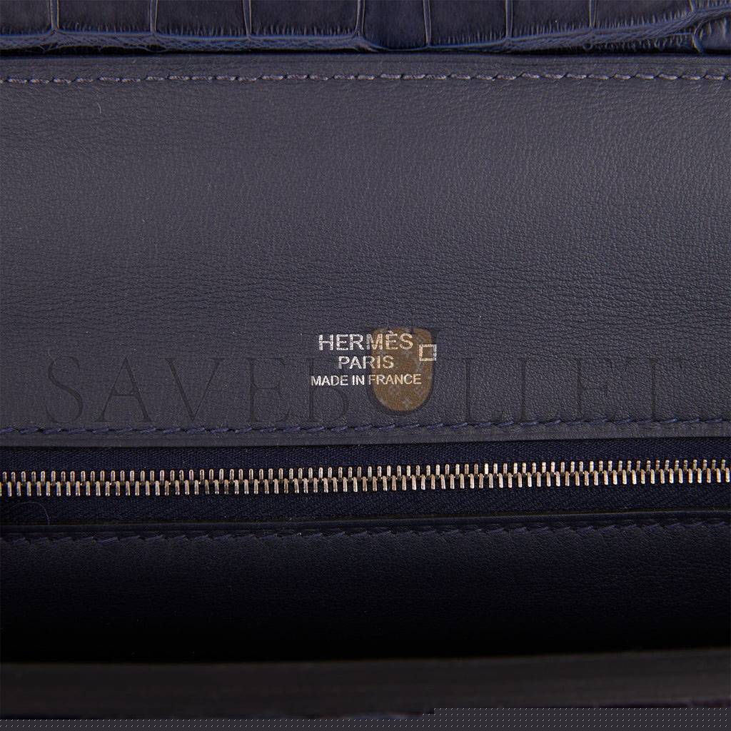 H**mes 2424 bag 29 bleu nuit alligator and togo touch palladium hardware (29*24*15cm)