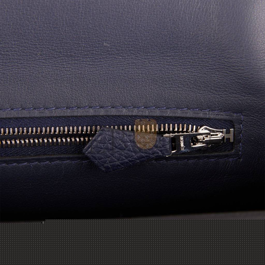 H**mes 2424 bag 29 bleu nuit alligator and togo touch palladium hardware (29*24*15cm)