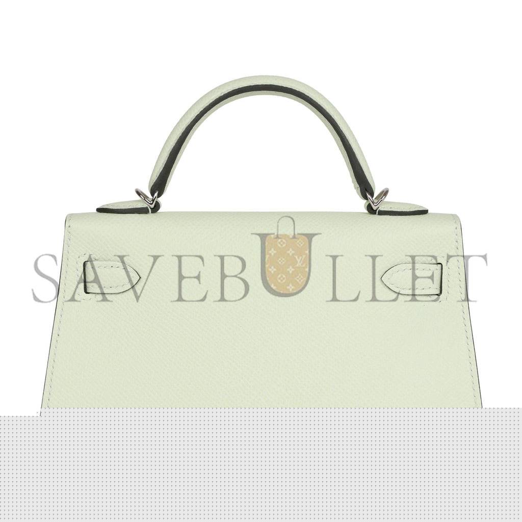 H**mes mini kelly sellier 20 vert fizz epsom palladium hardware (19*12*5.5cm)