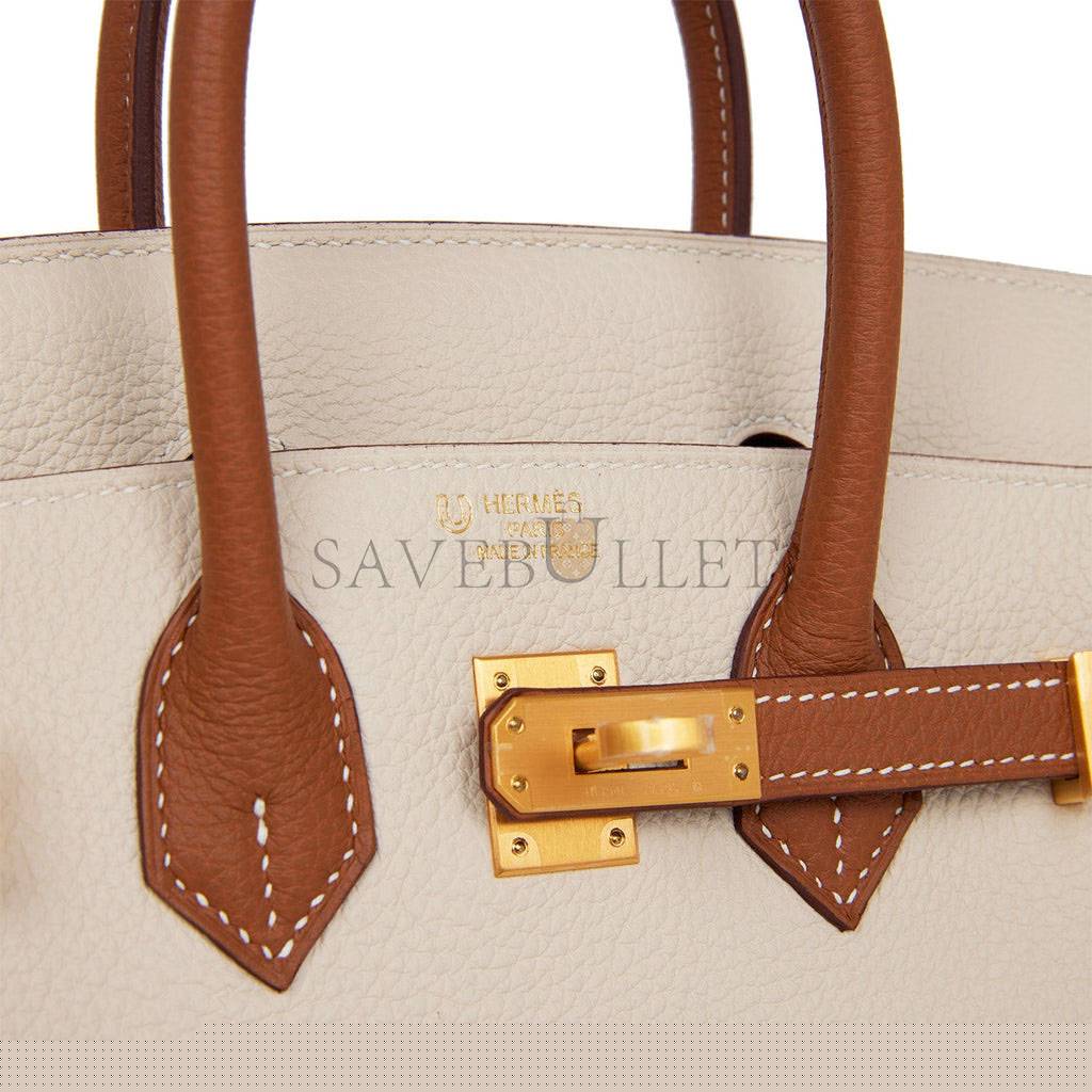 H**mes special order (hss) birkin 25 craie and gold togo brushed gold hardware handmade (25cm)