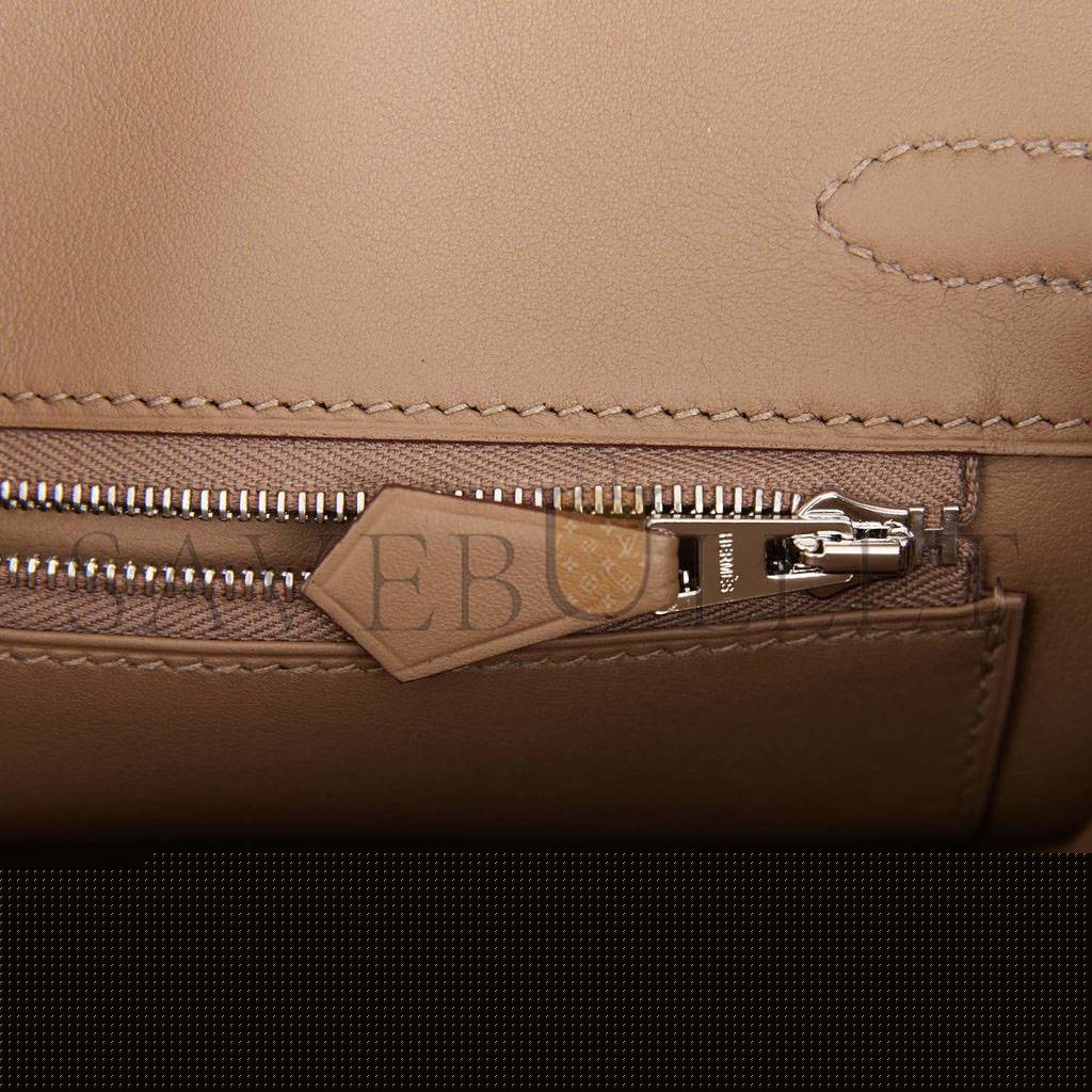 H**mes birkin 25 gris caillou grizzly and swift palladium hardware handmade (25cm)