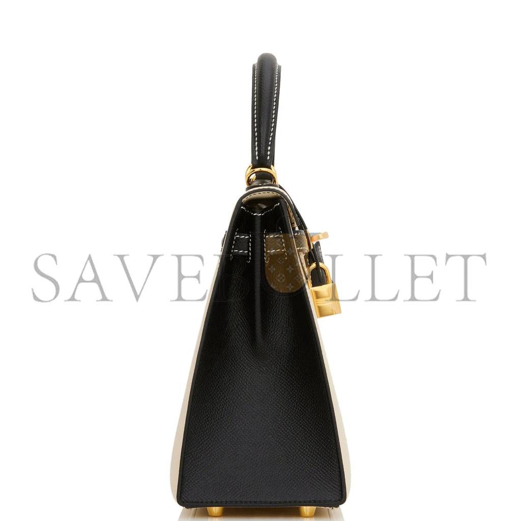H**mes special order (hss) kelly sellier 25 nata and black epsom gold hardware handmade (25*17*7cm)