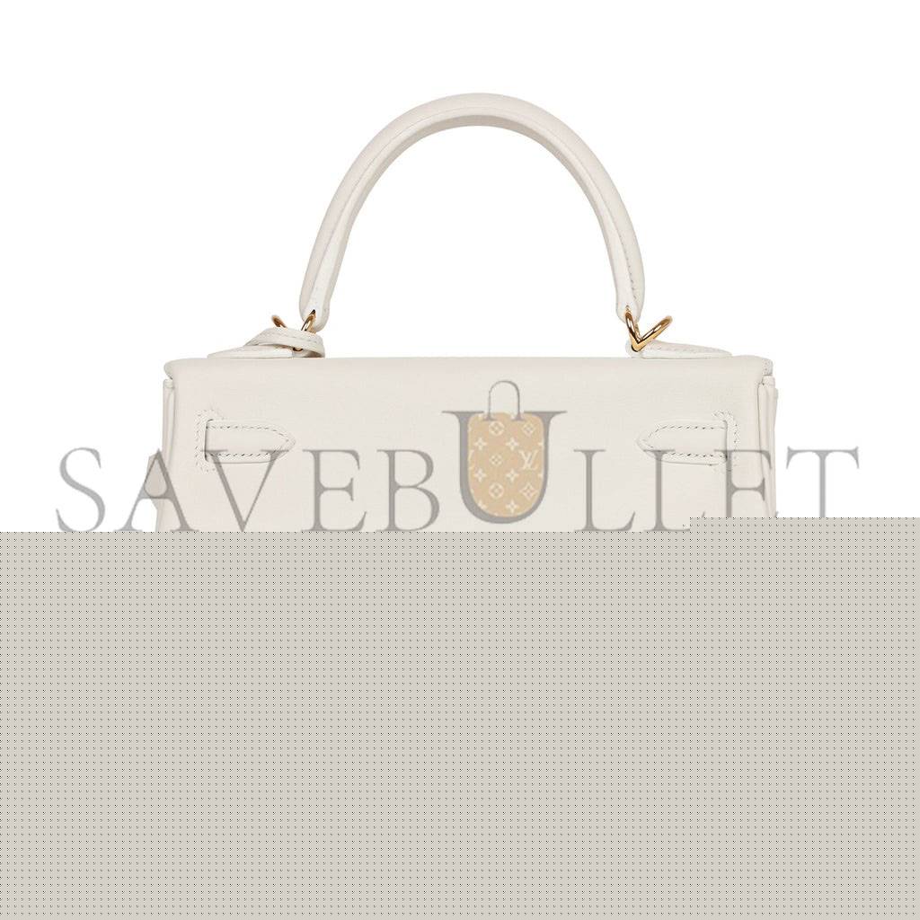 H**mes kelly retourne 25 white swift gold hardware handmade (25*17*7cm)