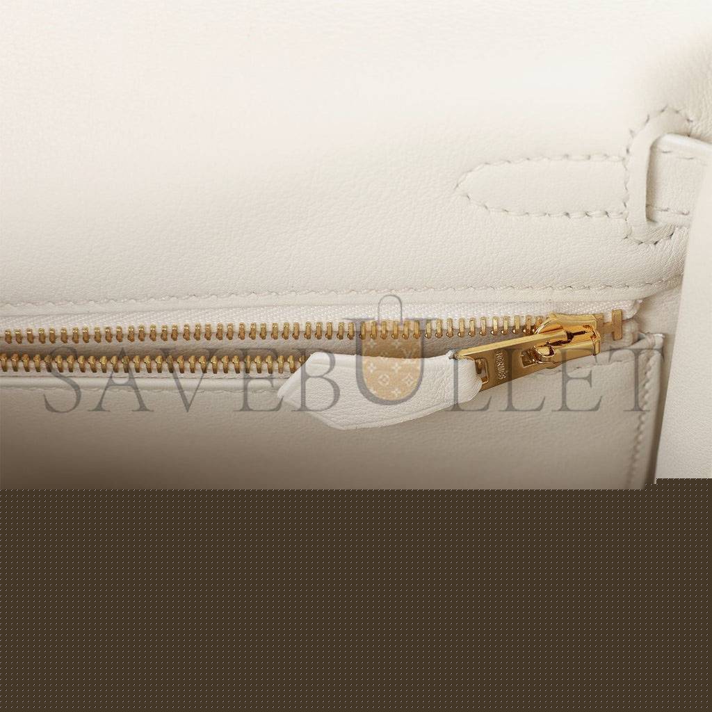 H**mes kelly retourne 25 white swift gold hardware handmade (25*17*7cm)