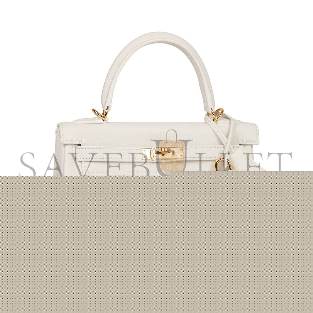 H**mes kelly retourne 25 white swift gold hardware handmade (25*17*7cm)