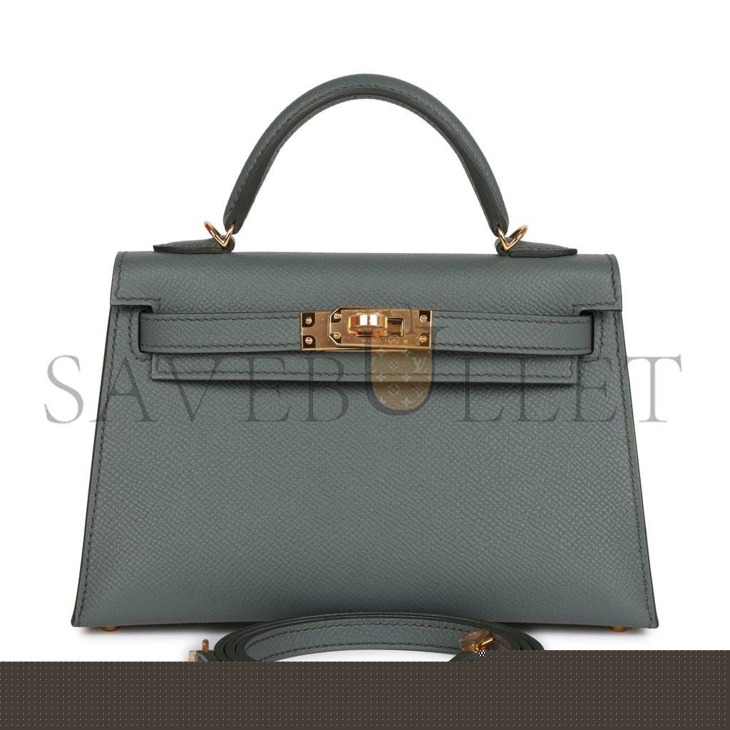 H**mes mini kelly sellier 20 vert amande epsom gold hardware (19*12*5.5cm)