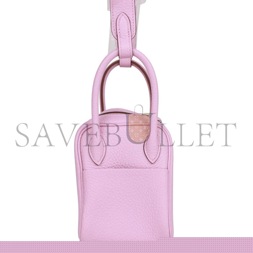 H**mes mini lindy mauve sylvestre clemence palladium hardware (19*12.5*9)