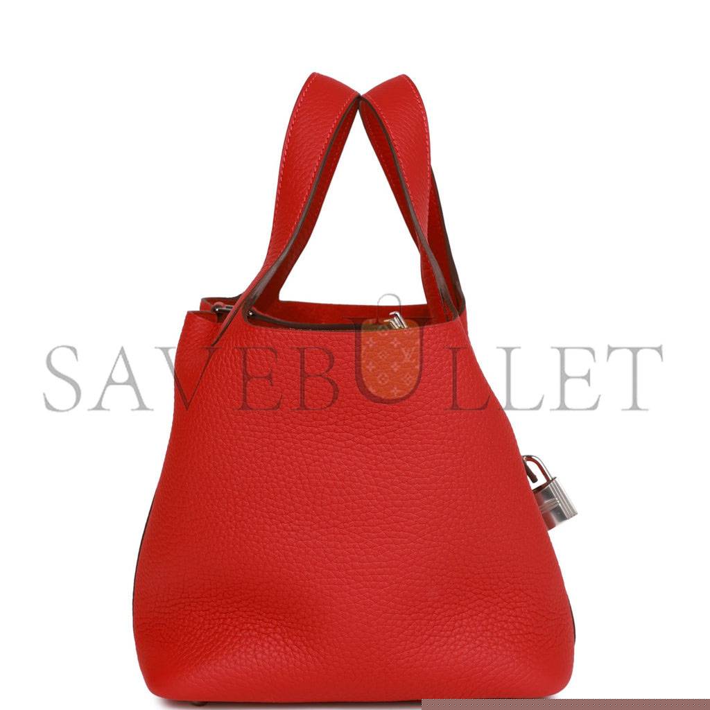 H**mes picotin lock 18 vermillion clemence palladium hardware (18*13*18cm)