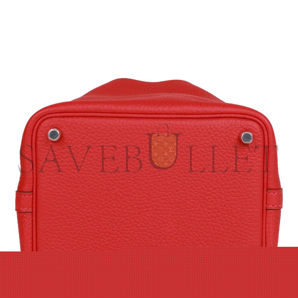 H**mes picotin lock 18 vermillion clemence palladium hardware (18*13*18cm)