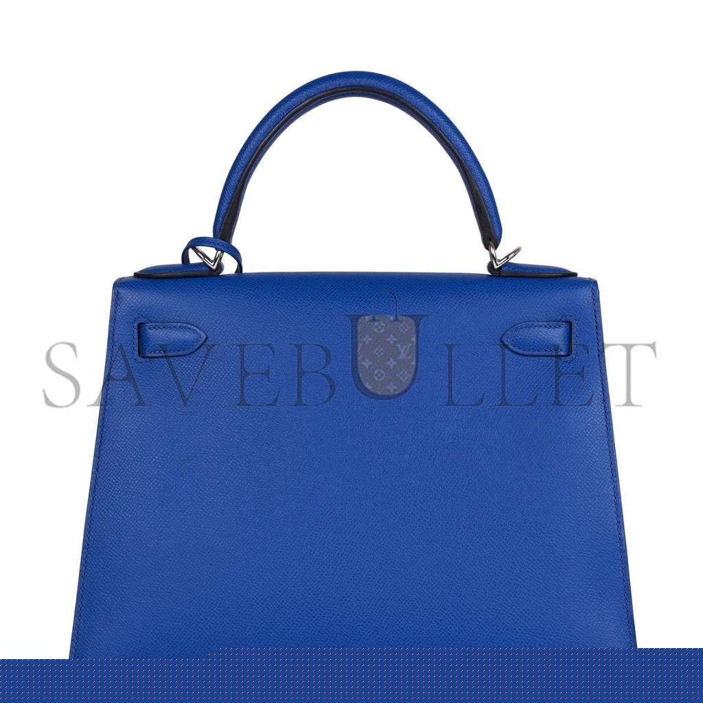 H**mes bleu royal epsom sellier kelly 28cm palladium hardware (28cm)
