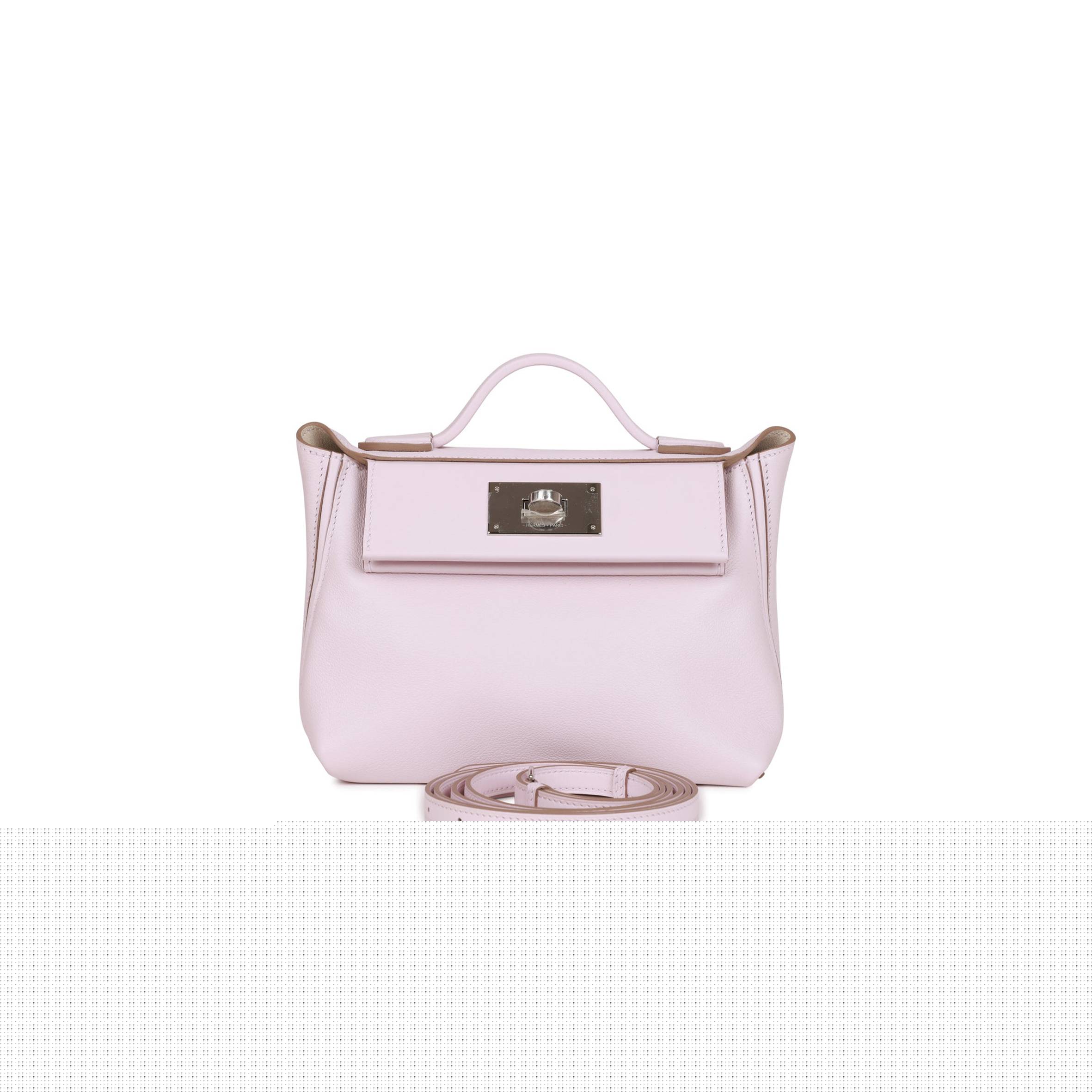 H**mes mini 2424 bag mauve pale verso evercolor and swift palladium hardware (23*17*11cm)