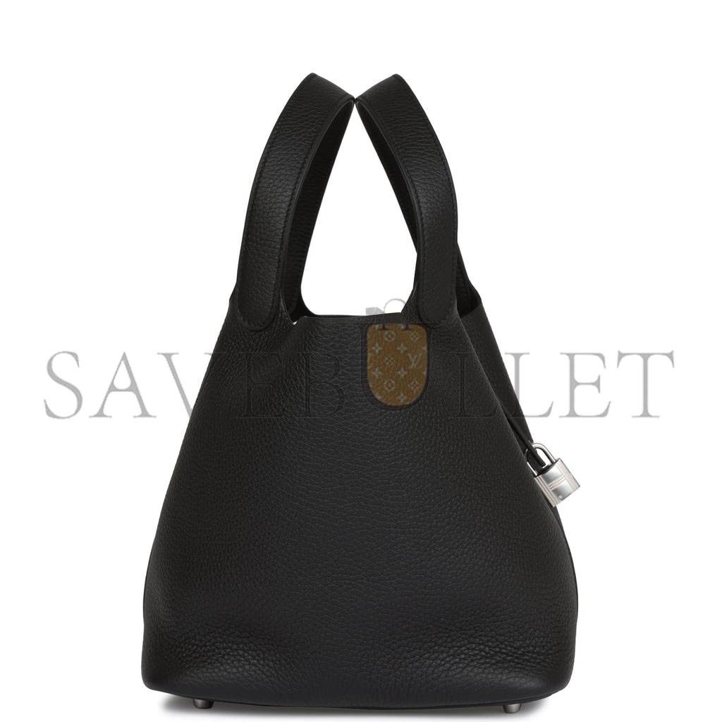 H**mes black clemence picotin lock 22cm palladium hardware  (22cm)