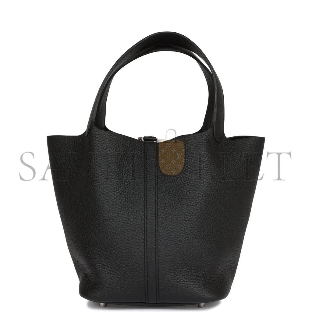 H**mes black clemence picotin lock 22cm palladium hardware  (22cm)