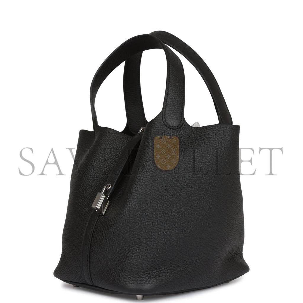 H**mes black clemence picotin lock 22cm palladium hardware  (22cm)
