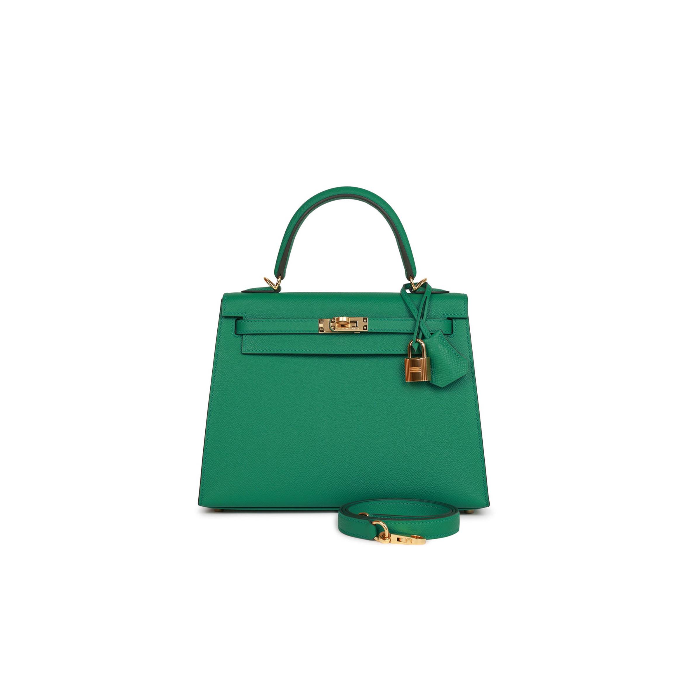 H**mes kelly sellier 25 vert vertigo epsom gold hardware handmade  (25*17*7cm)