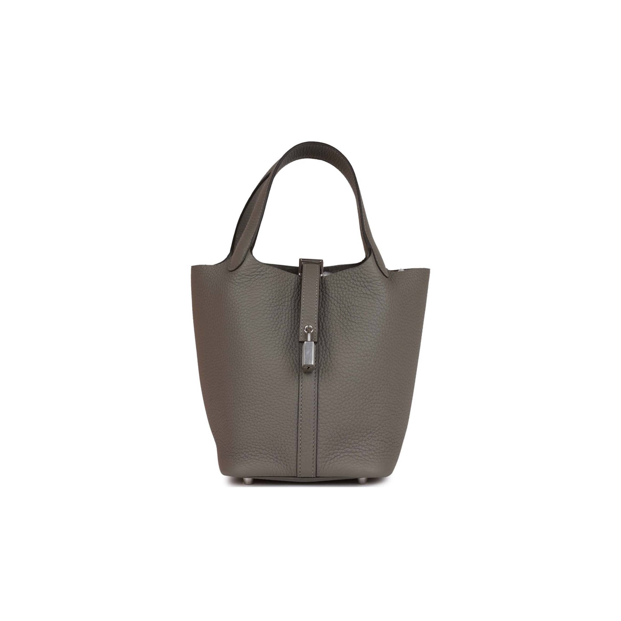 H**mes picotin lock 18 gris meyer clemence palladium hardware (18*13*18cm)