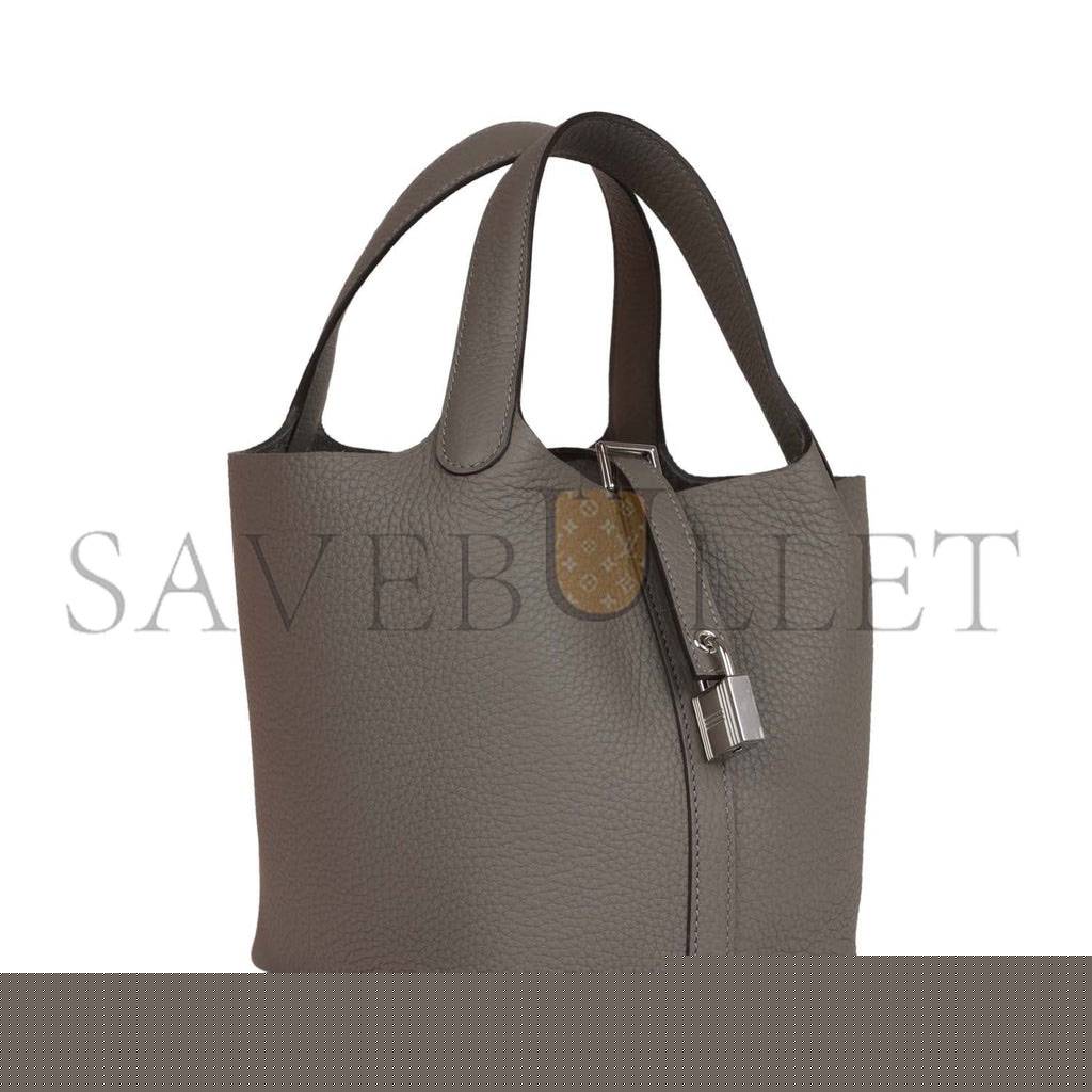 H**mes picotin lock 18 gris meyer clemence palladium hardware (18*13*18cm)